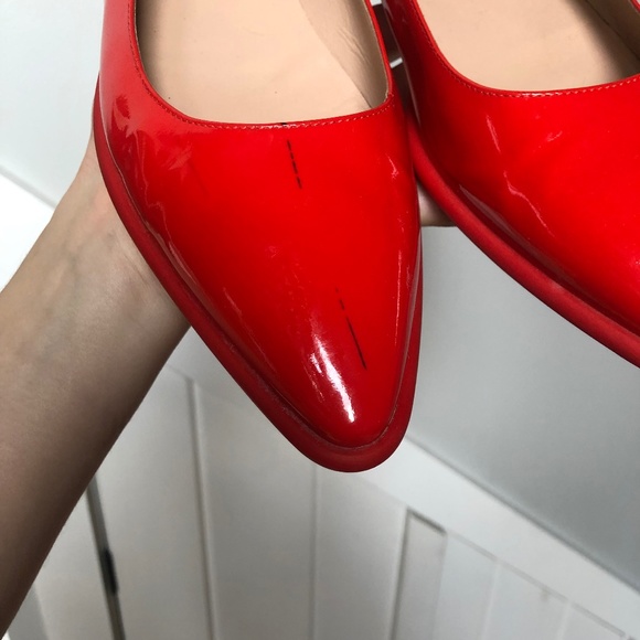 Tod's Orange Patent Leather Pointed Ballet Flats - Picture 3 of 4